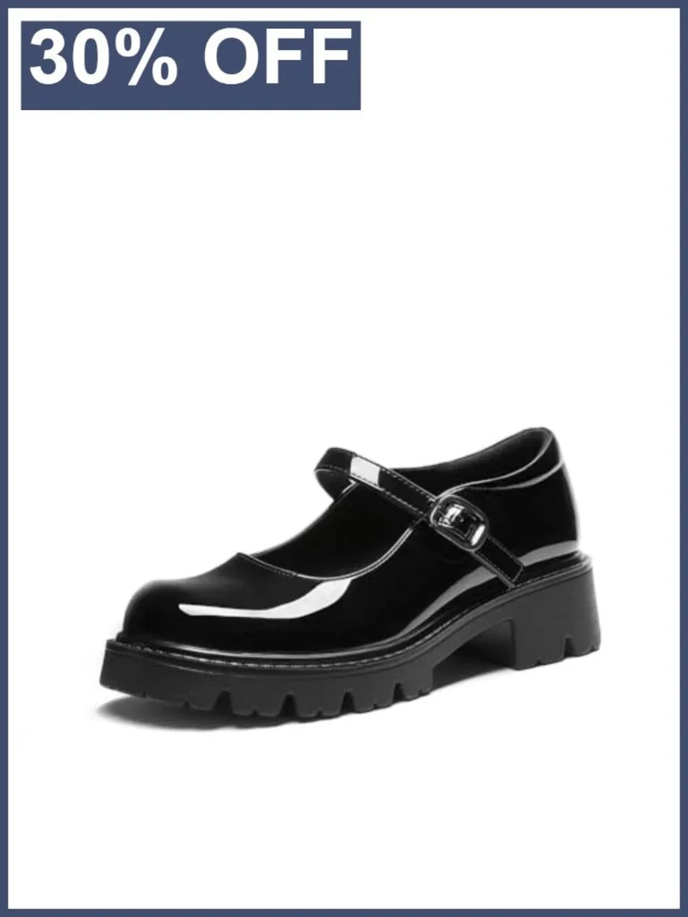 Mary Jane Platform Pumps with Faux Leather Upper and Chunky Heel